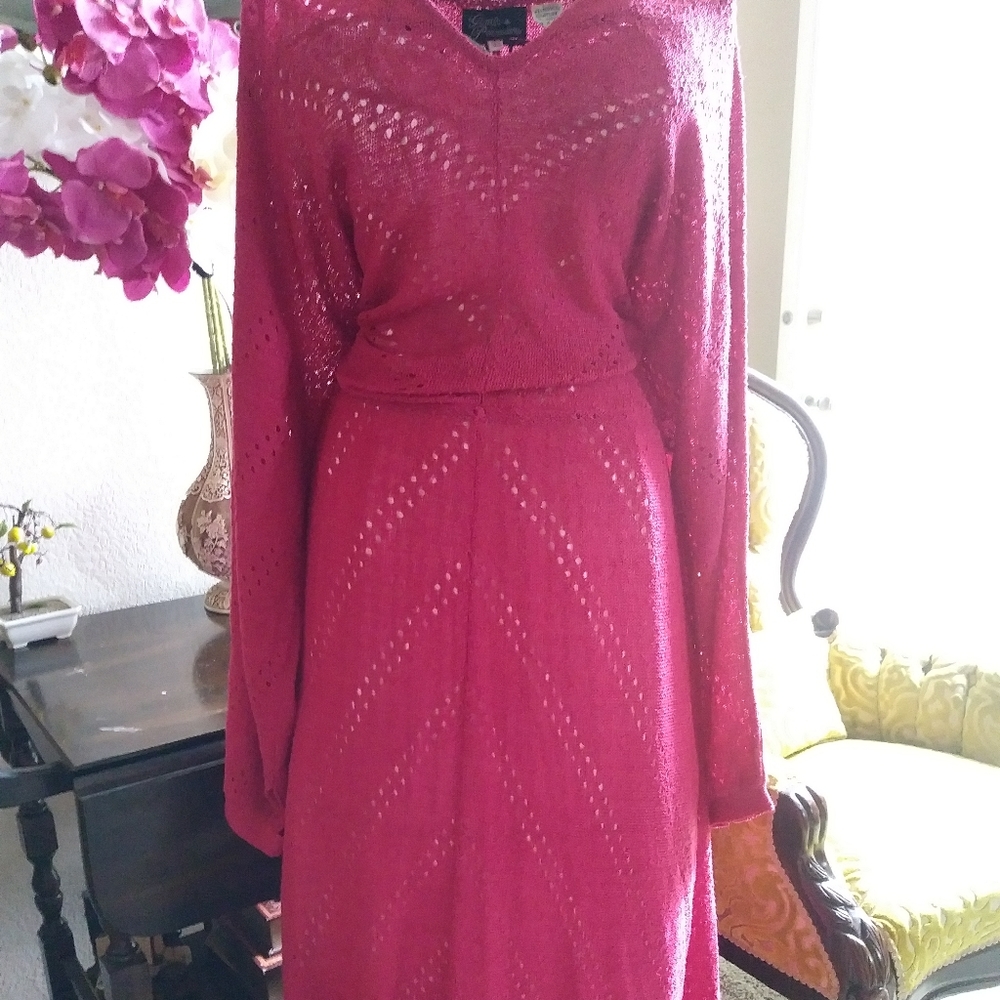 Fuschia Knitted Vintage Dress